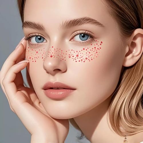 Valentine's Day Face Tattoos - 12 Glitter Heart Patches for Women