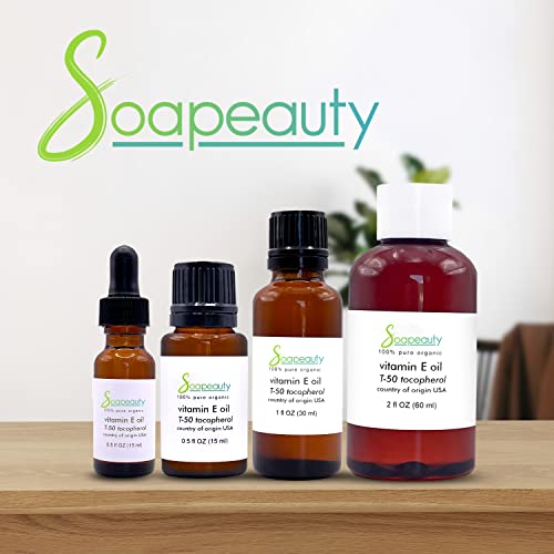 Soapeauty TOCOPHEROL T-50 Vitamin E Oil | 100% Pure and Natural | Skin, Face, Body, Nails, Scars, Dark Spots, Anti-aging, Repair | Multi-Purpose Moisturizer 0.5 fl oz