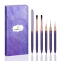 YIHUALE 5-Piece Purple Nail Art Brush Set for DIY Manicure & Nail Design