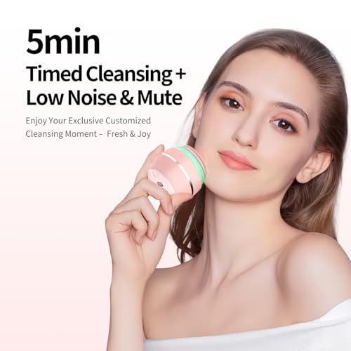 Face Cleansing Brush, Waterproof Silicone Facial Cleansing Brush, 6 Modes, 3 Light Effect, Rechargeable Electric Exfoliator Deep-Clean Scrubber for Women and Men