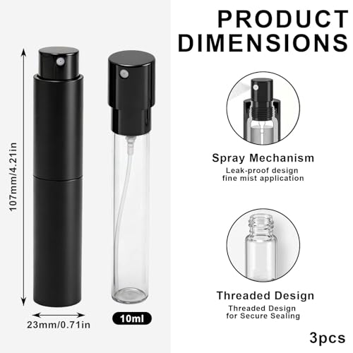 Chedin 10ml Refillable Travel Perfume Spray Bottle Set - 3 PCS