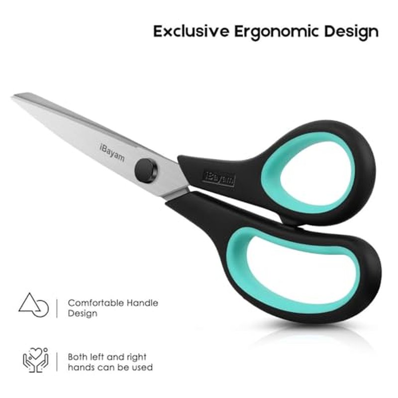 iBayam 8.5" Heavy Duty All-Purpose Scissors - 3-Pack with Comfort Grip