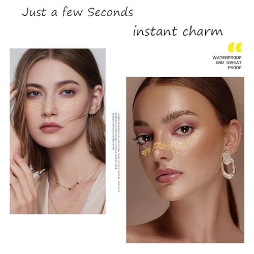 Golden Glitter Freckle Patches - 10Pcs Waterproof Face Tattoos