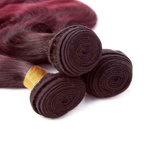 Burgundy Bundles Human Hair Ombre Body Wave Bundles 14 16 18 inch Brazilian Virgin Remy Hair Extensions Douboe Weft 1B99j Body Wave Bundles Human Hair Weave