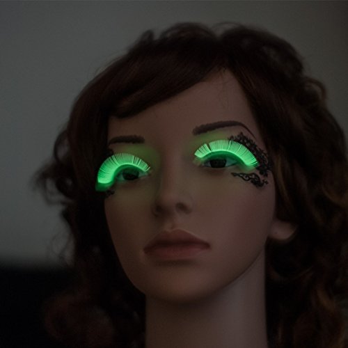 White Luminous Costume Halloween Gloss In Darkness Party Lashes 1 Pair