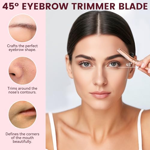 Reusable Eyebrow Razor with 12 Refill Blades - Rose Gold