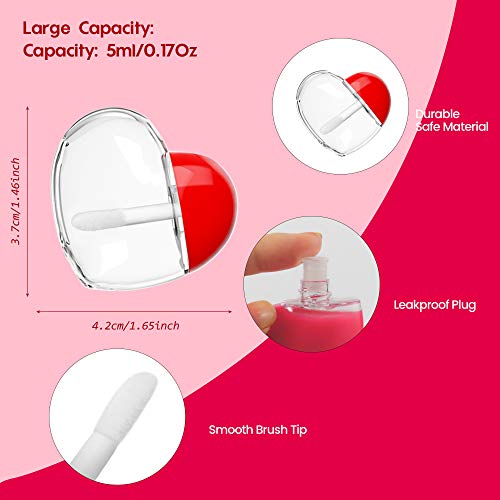 Heart Shaped Lip Gloss Tubes, 20 Pack 5ml Clear Empty Containers