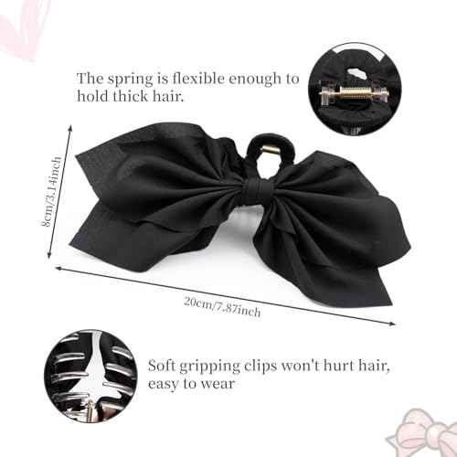Bow Claw Clips Bow Hair Clips Black White 2PCS Big Hair Bows for Women Butterfly Styling Large Hair Clips for Thick Hair for Girls Hair Accessories for Teen