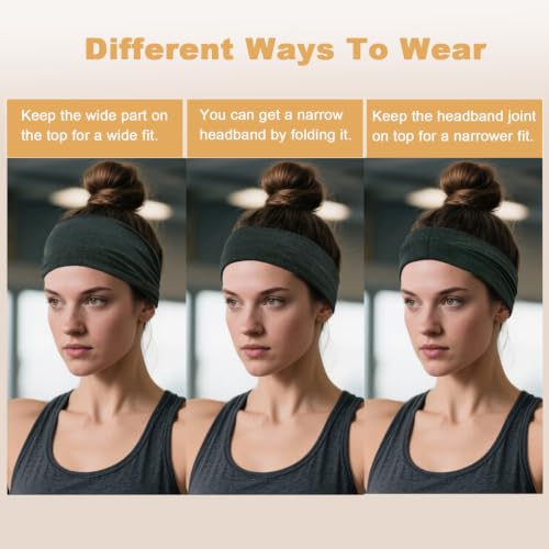 Women’s Wide Headbands for Sports & Daily Wear - Soft, Breathable, Non-Slip Hair Bands (6 Pack)
