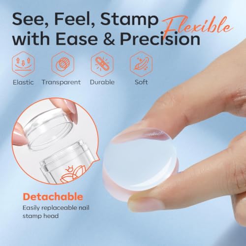 modelones French Tip Nail Stamper Kit 6Pcs with Variations B-Clear-1