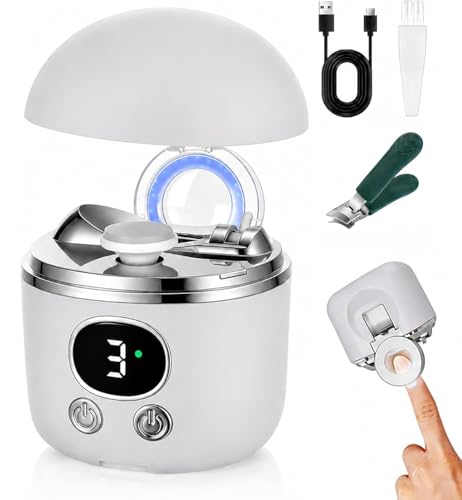3-in-1 Electric Nail Clippers for Seniors with LED Light and 2.5X Magnifier - USB Rechargeable, Dual Cutting Heads