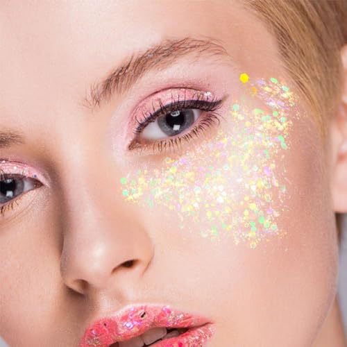 Holographic Glitter Gel, 12 Colors - Face, Body & Hair