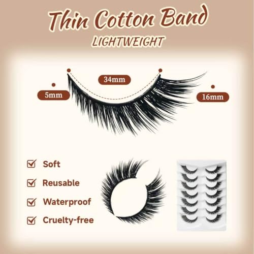 Fluffy 3D Fox Eye Lashes 16mm D Curl - 7 Pairs Pack