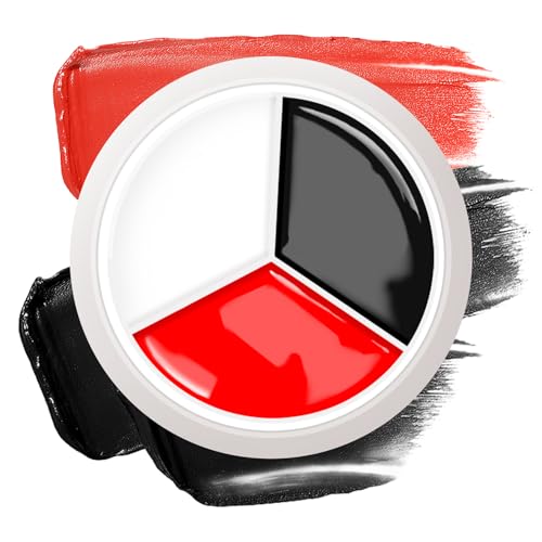 White Black Red Face Body Paint,Blendable Halloween Face Body Paint Clown Special Effects Makeup Kit,Highly Pigmented Washable Cream Body Painting for Halloween Clown Cosplay Theme Parties Costume