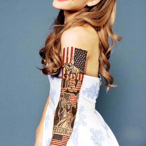 6-Pack Large Patriotic Full Arm Temporary Tattoos