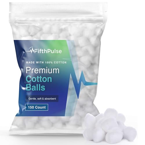 FifthPulse 100% Pure Cotton Balls - Soft & Absorbent 150 Pack for Face & Nails