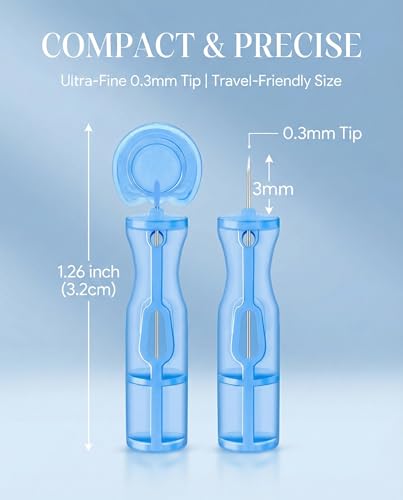 Disposable Acne Pimple Needles Set of 50 - Sterile Blackhead Extraction Tools with Twist Cap - Home & Salon Use