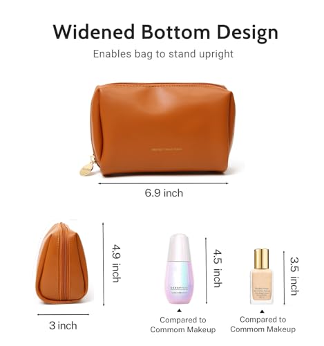 Aveniee Small Vegan Leather Travel Makeup Bag - Brown