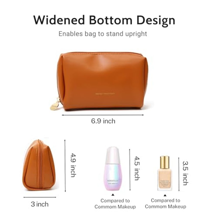 Aveniee Small Vegan Leather Travel Makeup Bag - Brown
