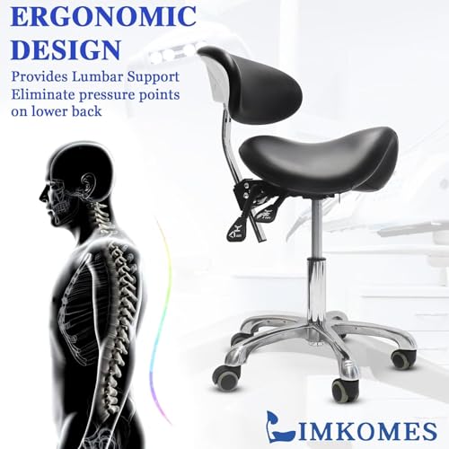 Ergonomic Saddle Chair with Back Support & Wheels