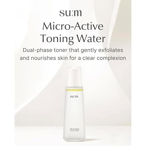 SU:M Micro-Active Toning Water (5.07 fl oz) - Dual-Phase Gentle Exfoliating Toner with Low-Irritation, Improved Skin Texture & Boost Vitality, Korean Skin Care. PHA, Biopeptide.