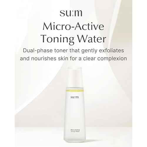 SU:M Micro-Active Toning Water (5.07 fl oz) - Dual-Phase Gentle Exfoliating Toner with Low-Irritation, Improved Skin Texture & Boost Vitality, Korean Skin Care. PHA, Biopeptide.