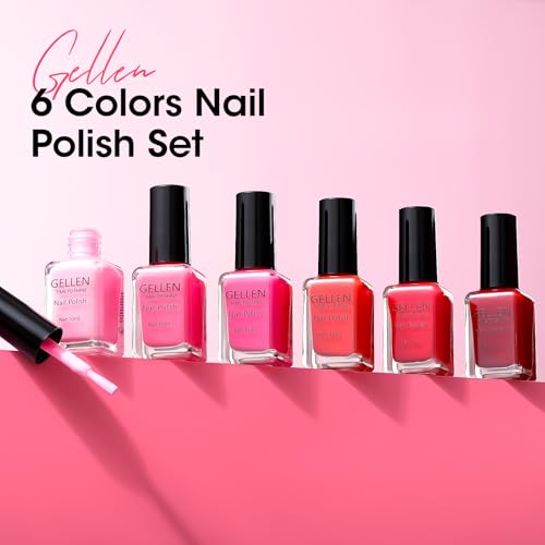 GELLEN Bright Pink & Red Nail Polish Set - Quick Dry, No UV Needed, HEMA Free