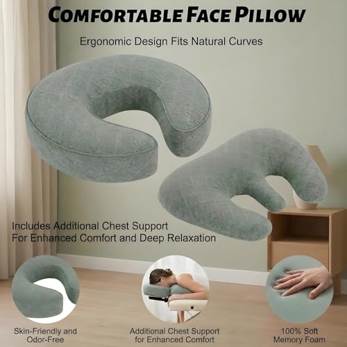 Massage Headrest for Bed with Arm Rest & Breast Pillow