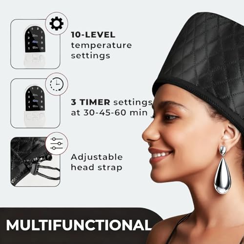 Hair Steamer Cap for Natural Hair - 10-Speed Temperature Control