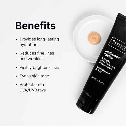 Revision Skincare Intellishade¢ç Original SPF 45, Anti-Aging Tinted Sunscreen for Face, Daily Moisturizer with SPF, Anti-Wrinkle with Peptides & Vitamin C, Hydrating Broad-Spectrum Sunscreen, 1.7 oz