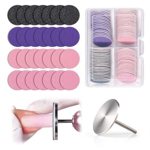 MelodySusie 80Pcs Multicolor Sandpaper Discs with 25mm Metal Drill Bit for Nail Care