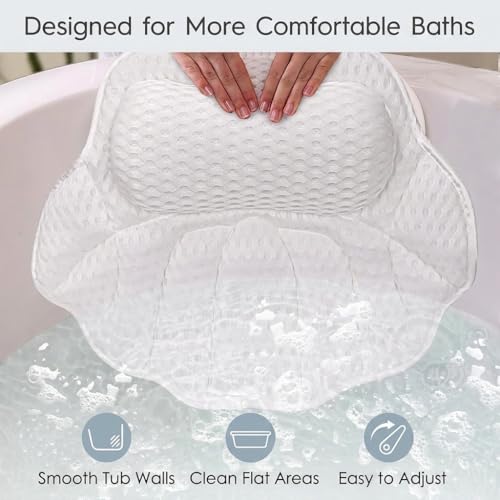 Spa Bath Pillow with 4D Air Mesh & 6 Suction Cups