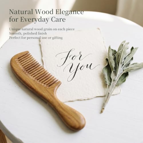 Onedor Green Sandalwood Wide Tooth Hair Comb - Natural Anti-Static Wooden Detangler