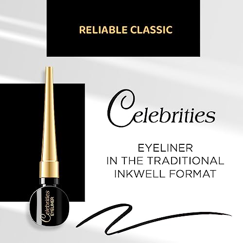 Eveline Celebrities Black Eyeliner | Waterproof Thin Brush