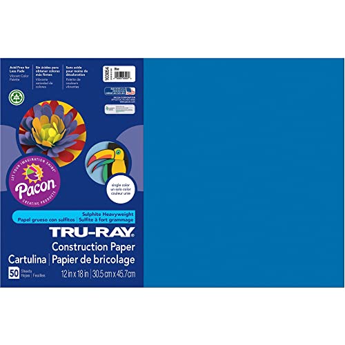 Tru-Ray® Construction Paper, 50% Recycled, 12" x 18", Blue, Pack Of 50