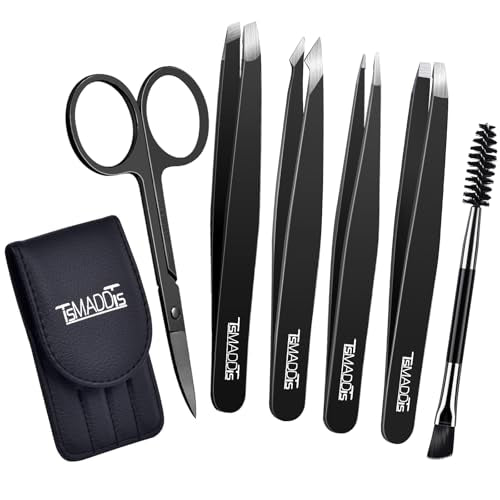 Professional Stainless Steel Eyebrow Tweezers Set with Scissors