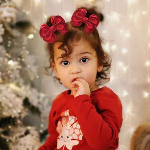 Tiny 3 Inch Hair Clips Double Bow - Cute Lined Boutique Alligator Hairpin for Girls, Toddlers, and Little Teens - Kids Barrettes Set of 2 Small Stylish