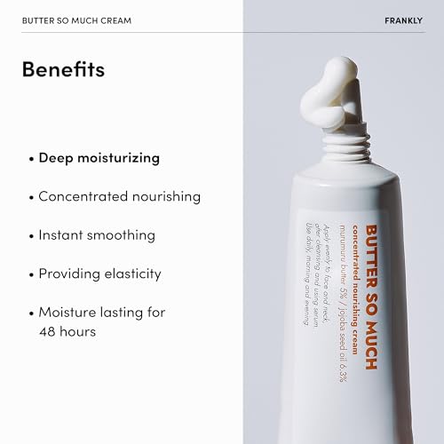 FRANKLY Butter So Much Cream - Intense Moisturizing | Face Moisturizer | 20% Vegan Butter & Plant Oils | 5% Murumuru Butter & 6.3% Jojoba | For Dry & Sensitive Skin | - 1.01 fl. Oz.