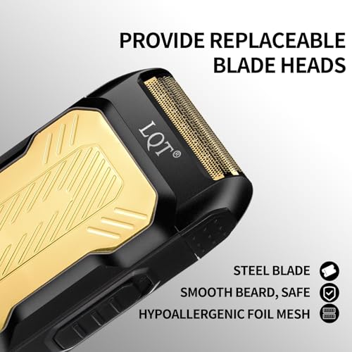LQT? Mini Foil Shaver, Portable Cordless Electric Shaver for Men, Equipped with a Set of Replacement Heads, USB-C Charging Cable, and Cleaning Brush, Suitable for Travel and Home use (Black)
