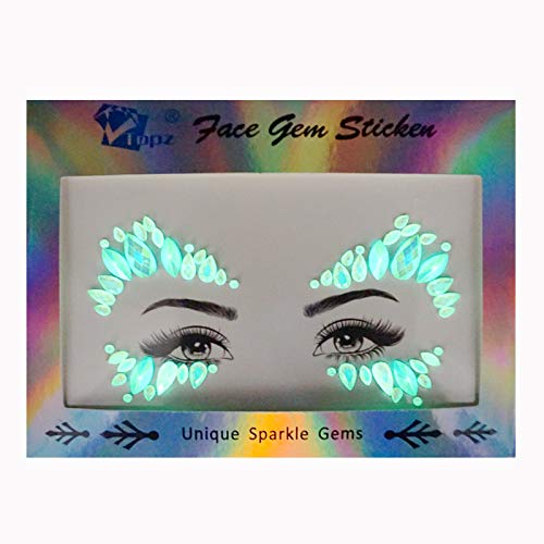 face jewels for women festival face gems self adhesive halloween sticker fluorescent temporary tattoo face and body jewels for music festival edm party halloween(TP347 Surround)