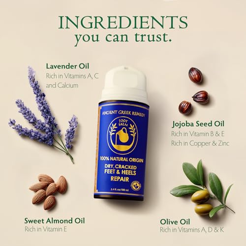 Ancient Greek Remedy Organic Foot Cream - Dry Cracked Heel Repair Balm