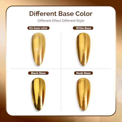 MelodySusie Gold Chrome Nail Powder for Gel Nails,Metallic Mirror Effect Pigment Stylish and Technological Fine Glitter for Home DIY Salon Use