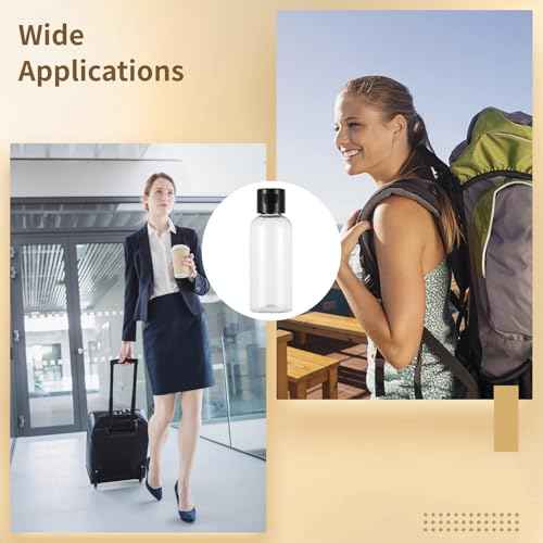 100 Pack 2 oz Plastic Empty Travel Bottles with Flip Cap 60ml Travel Size Containers Portable Leak Proof Clear Plastic Bottles Refillable Dispensing Bottles for Liquid Shampoo Lotion Black