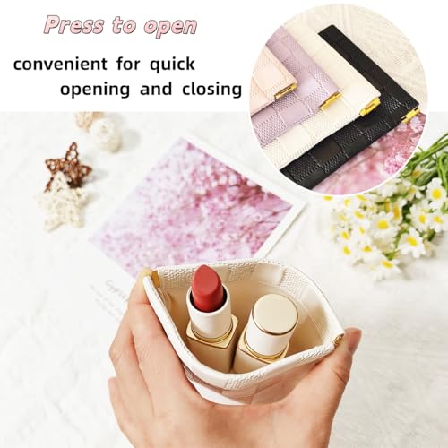 3-Pack Small Makeup Bags for Purse, Waterproof Leather Organizer