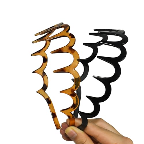 Zigzag Headbands for Women 2-Pack Non-Slip Hair Comb