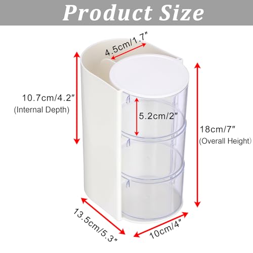 Rotating Hair Accessories Organizer with Comb Holder Plastic Hair Clips Storage Container Cosmetic Storage Box for Makeup Sponge Brush, 3-Layer White