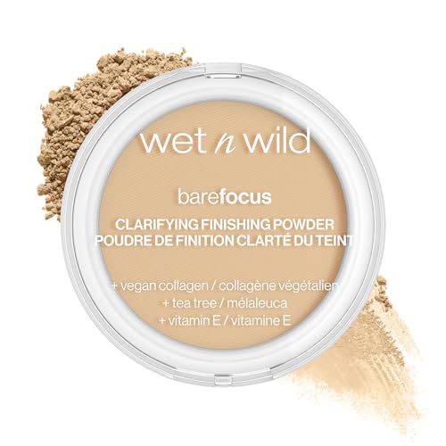 wet n wild Photo Focus Dewy Liquid Foundation Makeup Buff Bisque & Bare Focus Clarifying Finishing Powder Light-Medium