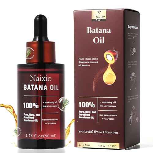 100% Natural Batana Oil for Hair Growth & Repair - Nourishes Scalp, Strengthens Hair, Reduces Breakage Split Ends, For Thicker Looking Hair - 1.76 fl oz