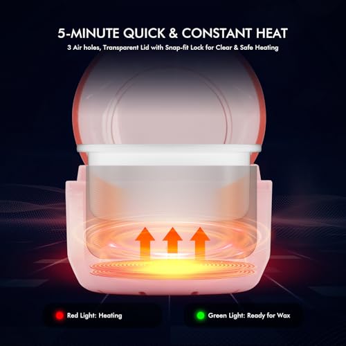 Nose Wax Kit Men & Women- Mini Portable Wax Warmer for Nose/Ear/Eyebrow/Beard/Lip Fuzz Hair Removal with 50g Hard Wax Beans, 10 Applicators & 5 Nose Hair Sticks &1 Silicone Pot - 5V USB