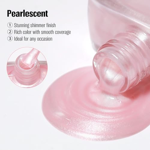 Vieafenti Light Pink Pearl Nail Polish - Quick Dry 15ml